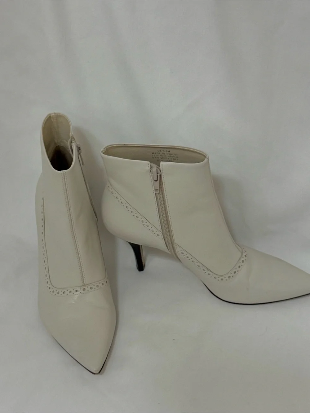 White Pointed Toe Ankle Boots Black Heel 8 Franco Sarto